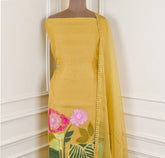 Organza Yellow Unstitched Suit